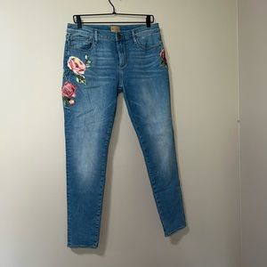 Driftwood Jackie Flower Embroidered Jeans Light Blue Washed Size 30/28
